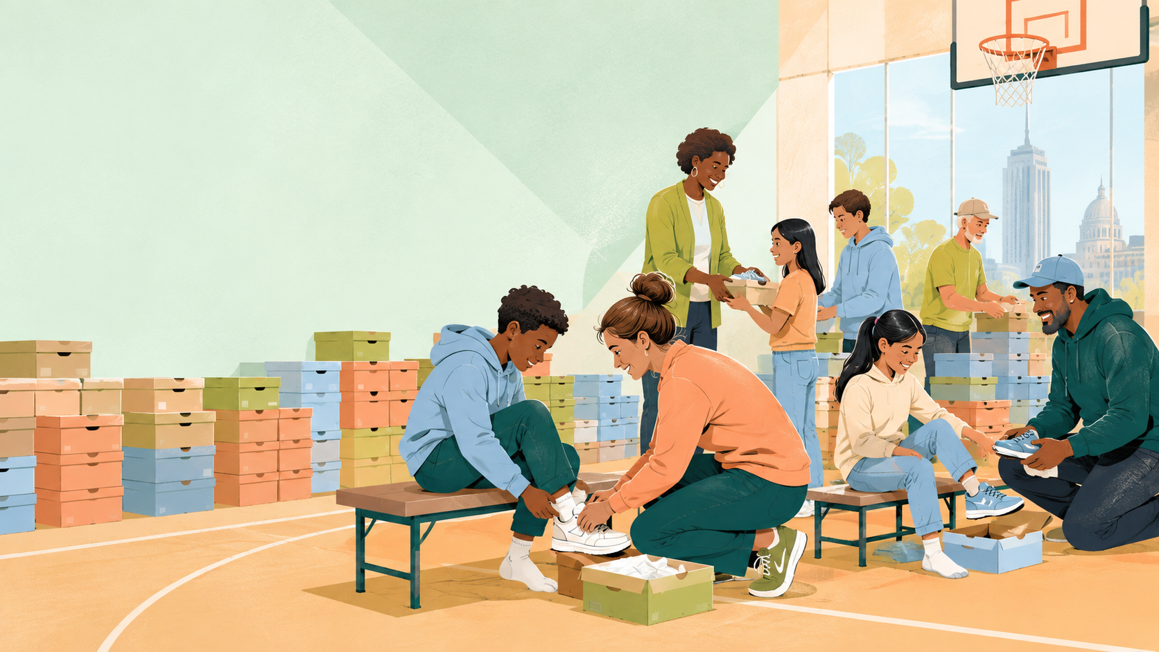 Editorial illustration for Operation Do Good surprises 3,000 Indianapolis students and teachers with new shoes