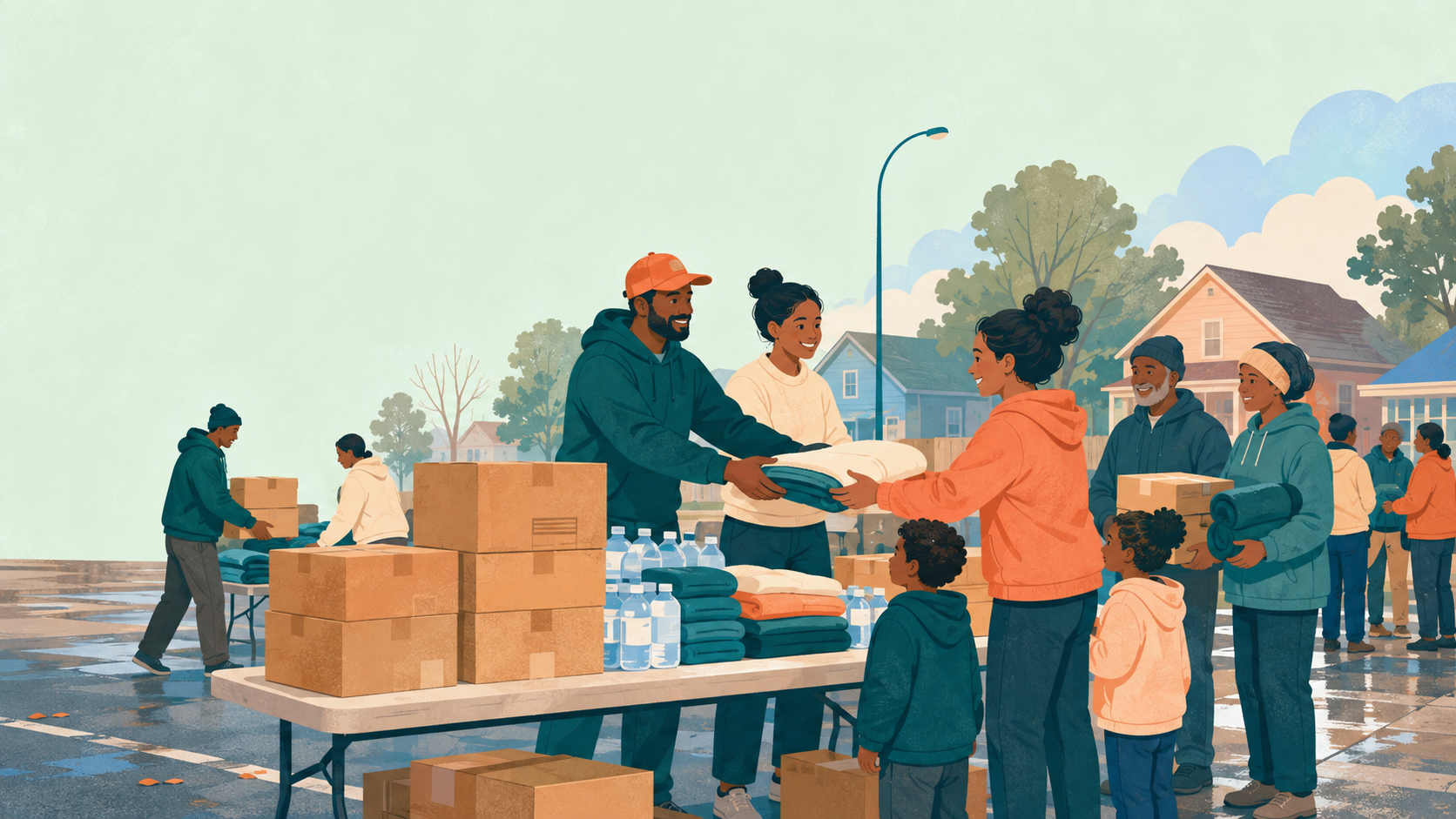 Editorial illustration for Keith Lee and Tyrese Haliburton host a Gary storm-relief event