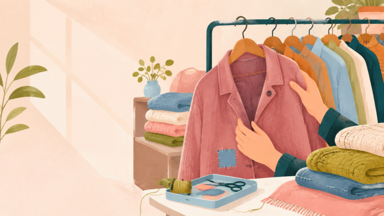 Editorial illustration for Oxfam’s Second Hand September asks people to buy less and reuse more