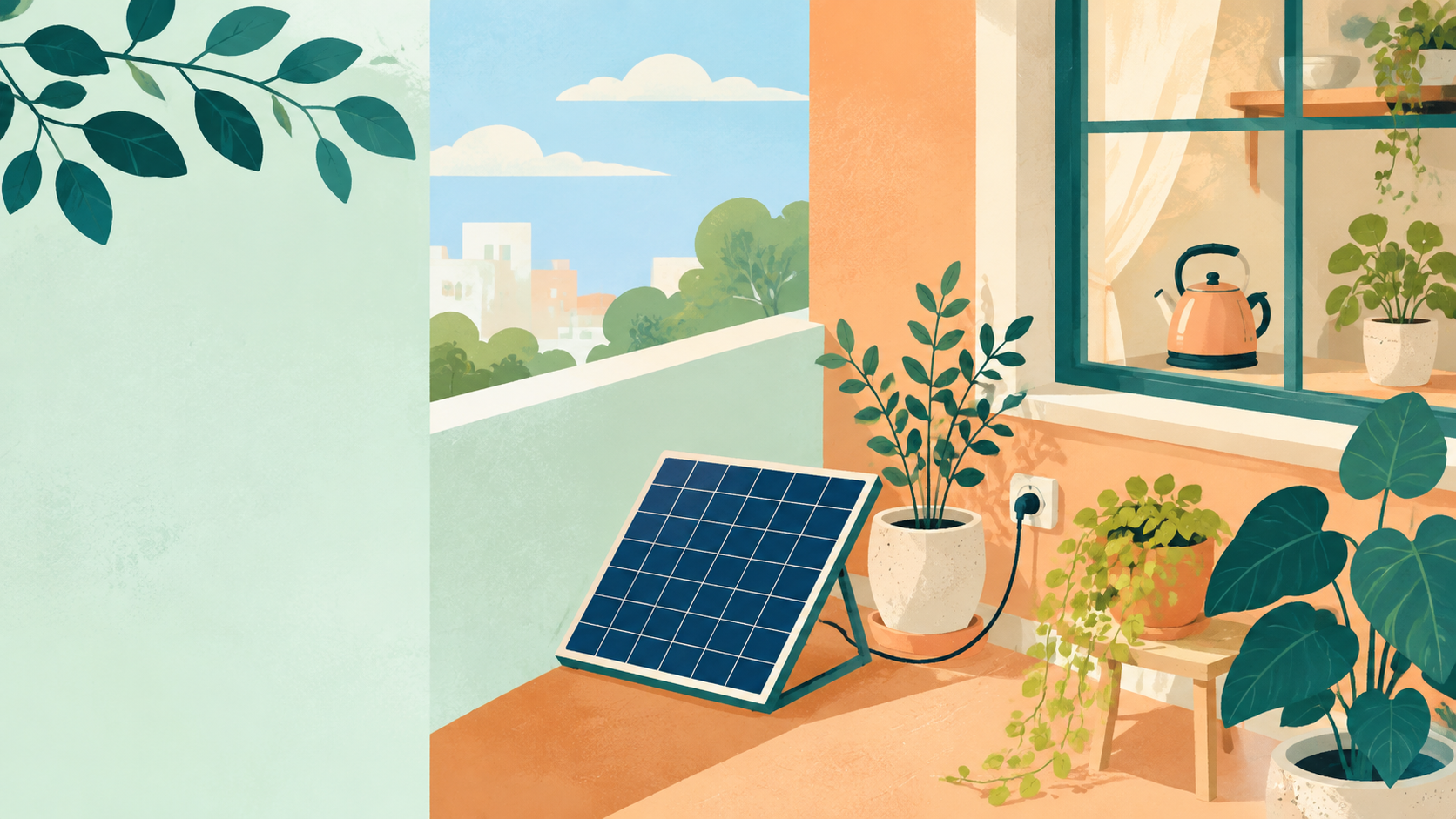 Editorial illustration for Plug-in solar panels make small-scale home solar easier to access in the UK