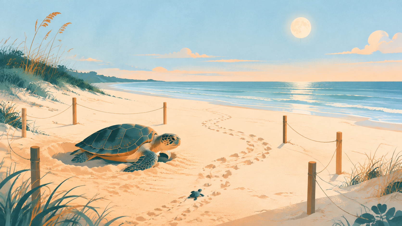 Editorial illustration for Loggerhead turtles are nesting in record numbers along the East Coast