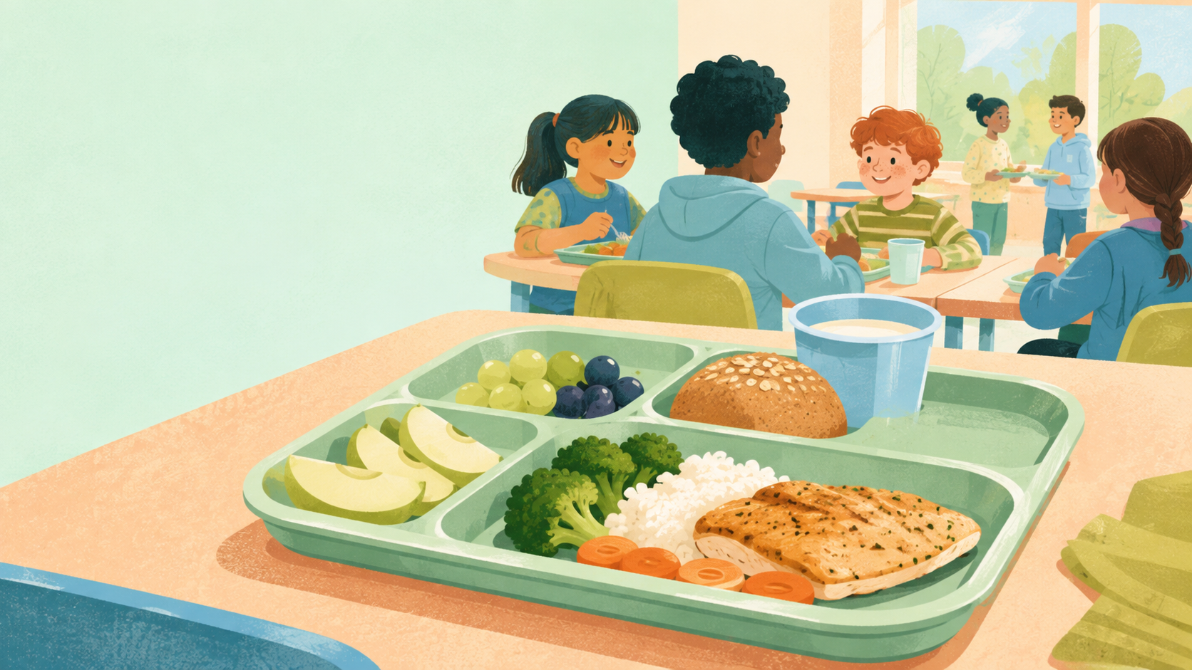 Editorial illustration for England expands free school meal eligibility for more children
