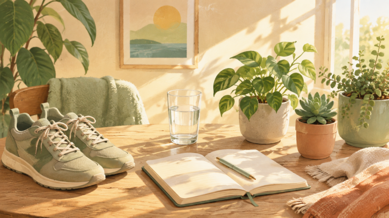 Original The Good Daily editorial illustration for “5 Everyday Anxiety Reducers Backed by Science and Experience”.