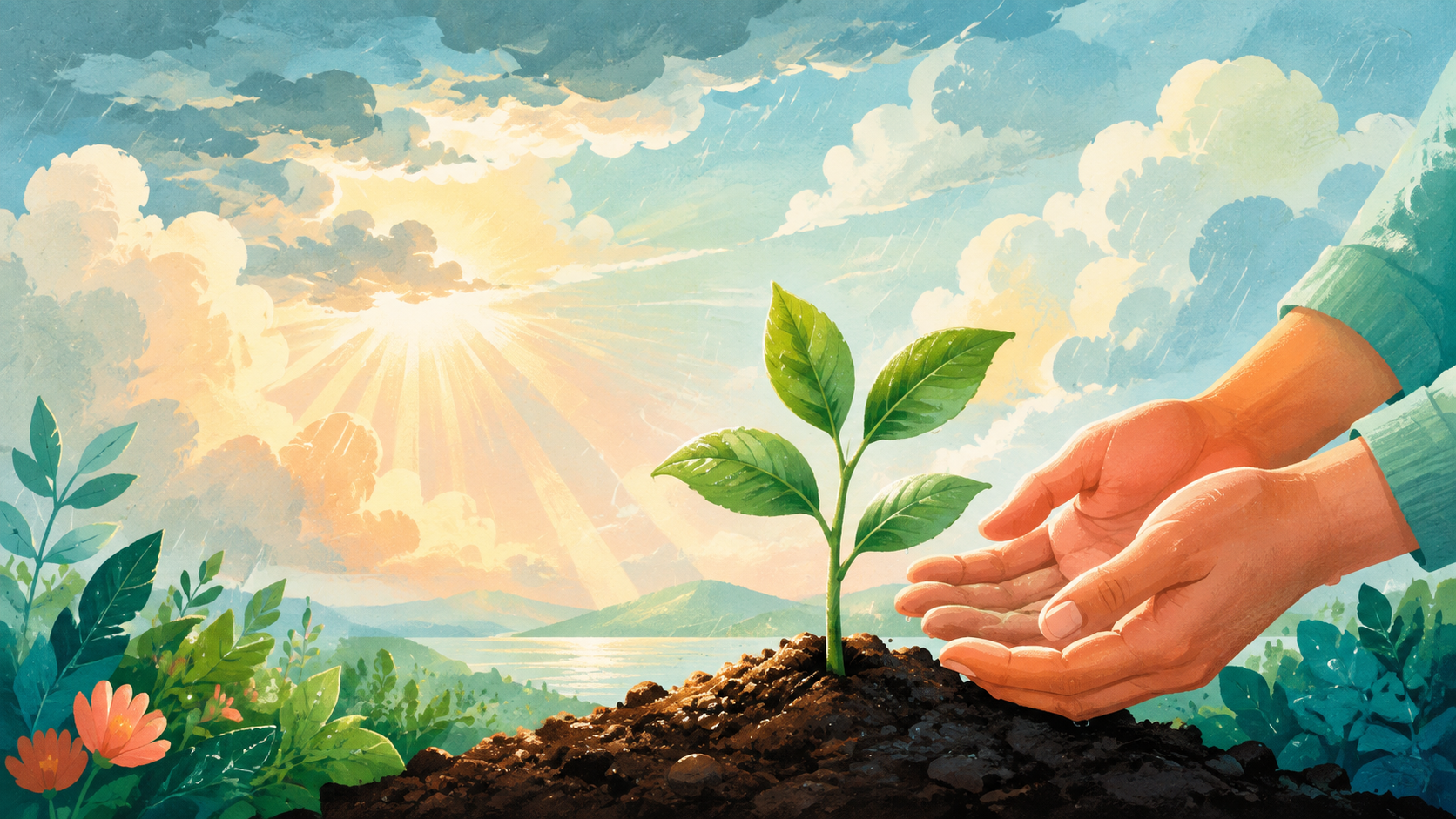 Original The Good Daily editorial illustration for “Happiness Is Resilience”.