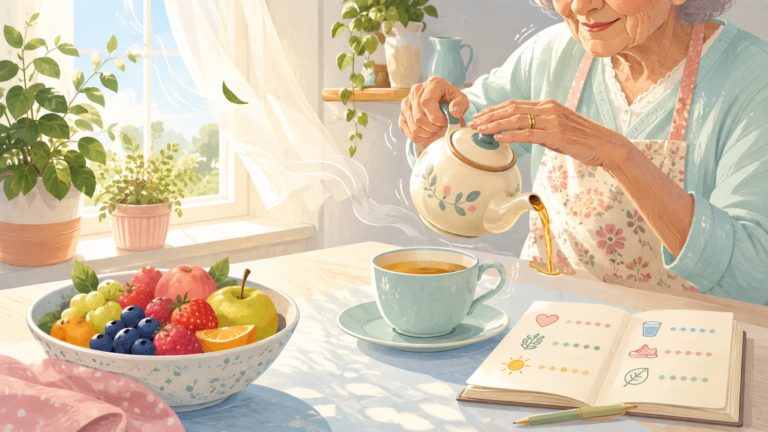 Original The Good Daily editorial illustration for “How to Live to Be 99, Backed by Science and My Grandma”.