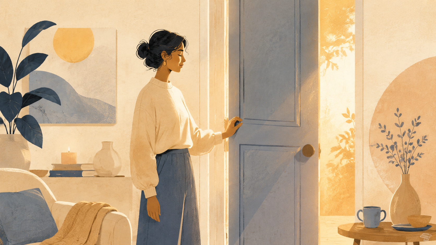 Original The Good Daily editorial illustration for “How to Say No with Grace”.