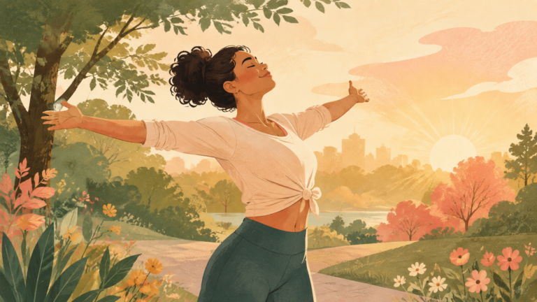 Original The Good Daily editorial illustration for “Jumpstart Positive Emotions with Your Body”.
