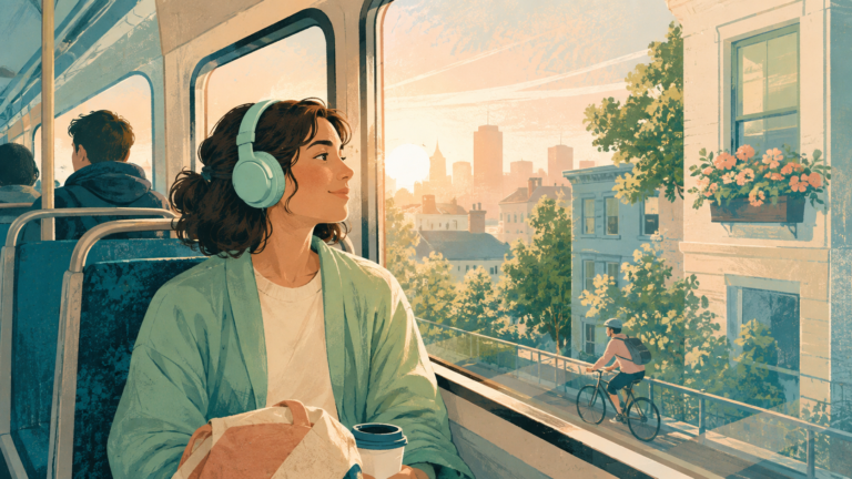 Original The Good Daily editorial illustration for “Make Your Commute the Best Part of Your Day”.