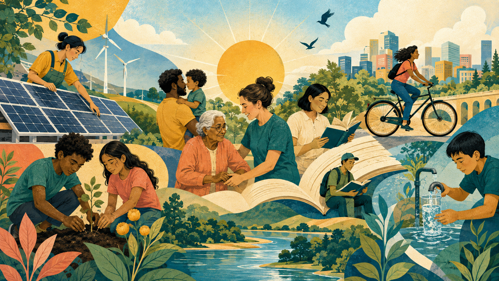 Original The Good Daily editorial illustration for “Proof the World Is Getting Better”.