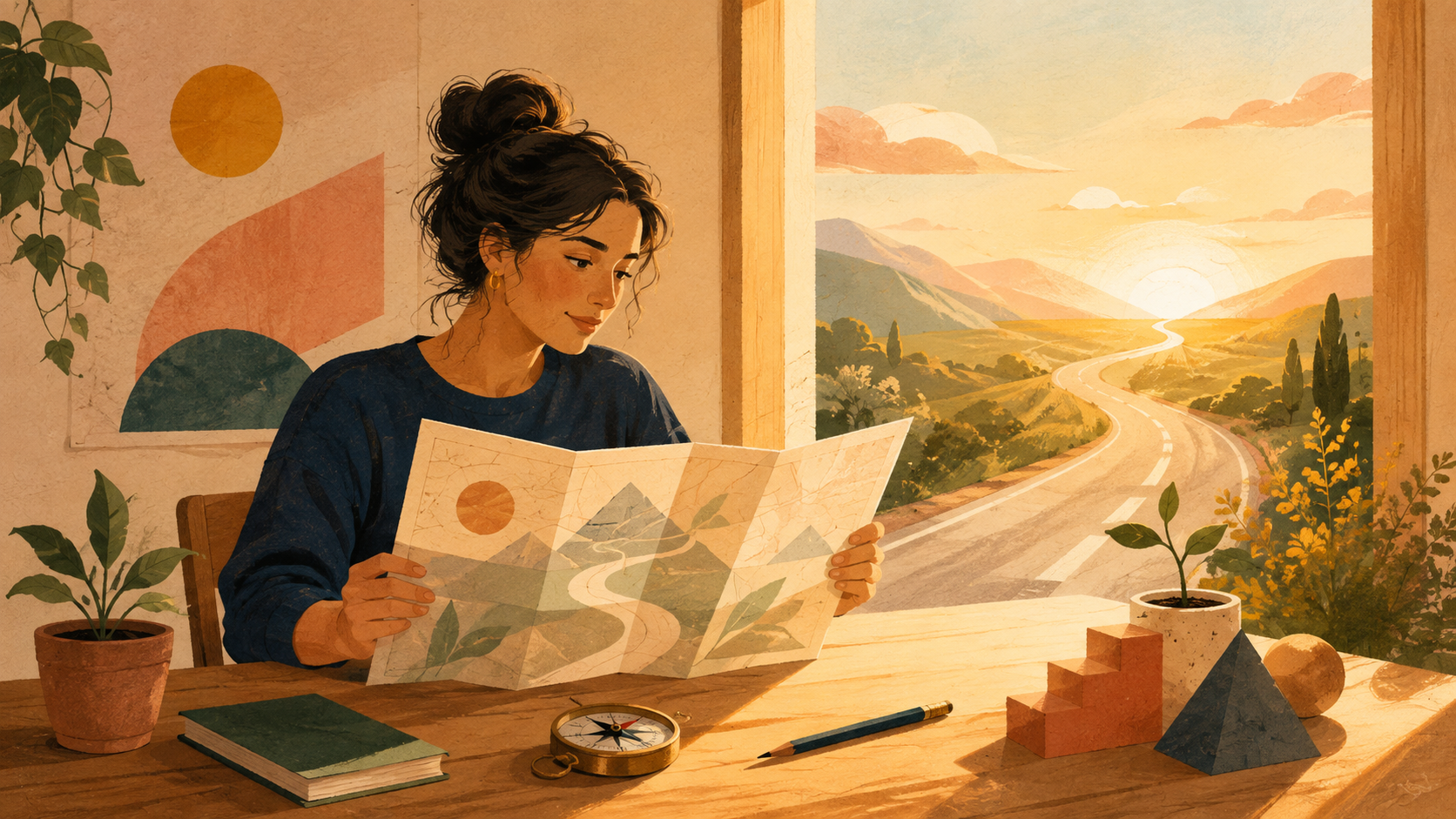 Original The Good Daily editorial illustration for “Six Powerful Tools to Reach Your Potential”.