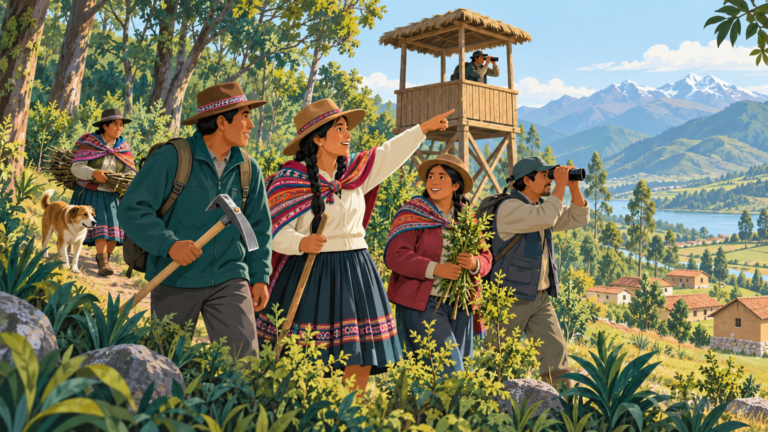 Indigenous community members care for a forest edge through local fire prevention.