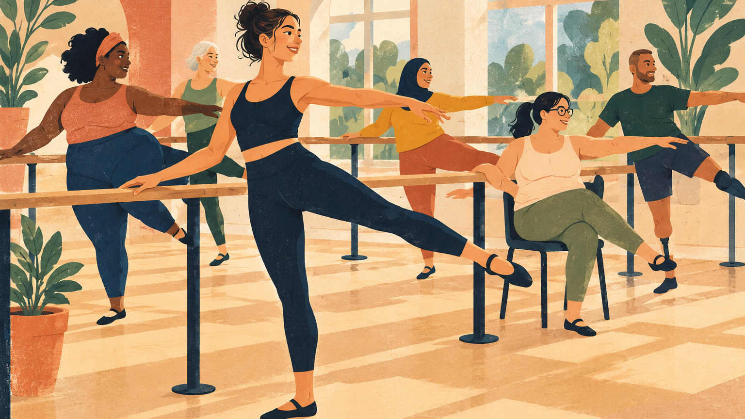 Aubry Alldredge moves from the barre class to the instructor’s spot