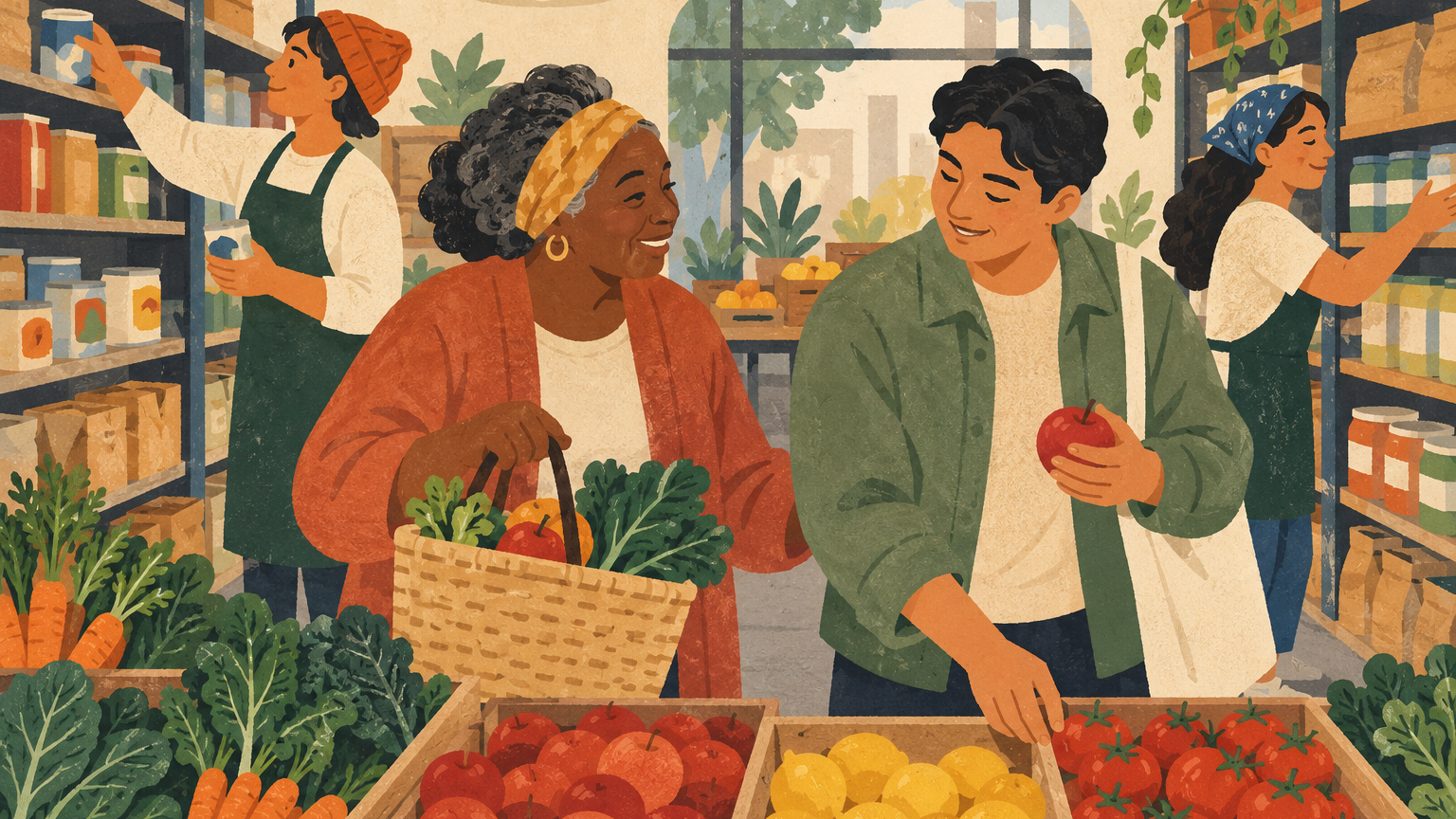 At the food bank, Michael Jensen finds people saving a share for others