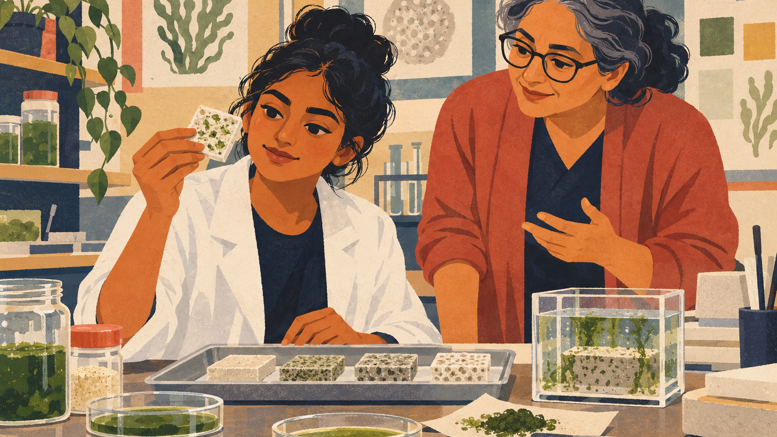 Raji Doshi pairs algae and a mineral in an ocean-acidity experiment